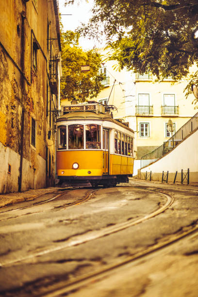 Lisbon, Portugal - 10 May 2015: The vintage tram in Lisbon city, Portugal