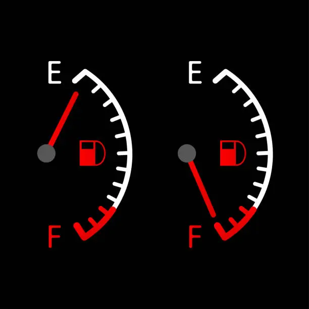 Vector illustration of Fuel gauge. Full tank. Flat design. Vector illustration.