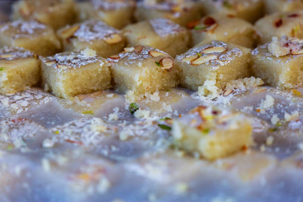 istock Fresh Indian Sweets Mithai,Burfi sweet dish 1249206749
