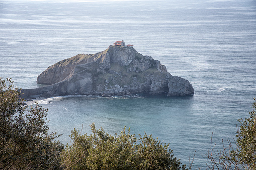views from the viewpoint of the hermitage of San Juan de Gaztelugatxe located on an islet in Bermeo, Biscay, Basque Country, Spain, Europe