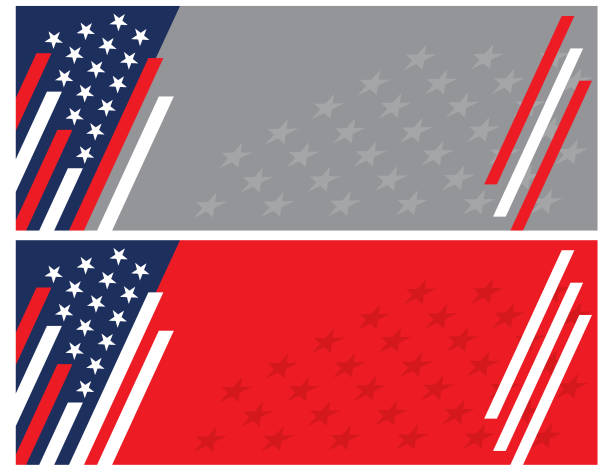 ilustraciones, imágenes clip art, dibujos animados e iconos de stock de estrellas de ee.uu. y rayas banner banner banner banner - american flag badge american culture patriotism
