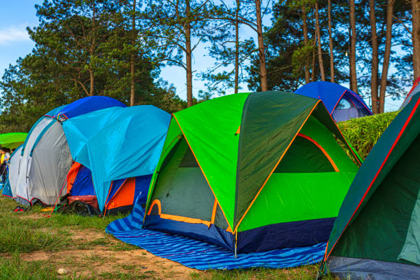 istock Camping outdoors thai tourist destination, tent camp 1249212697