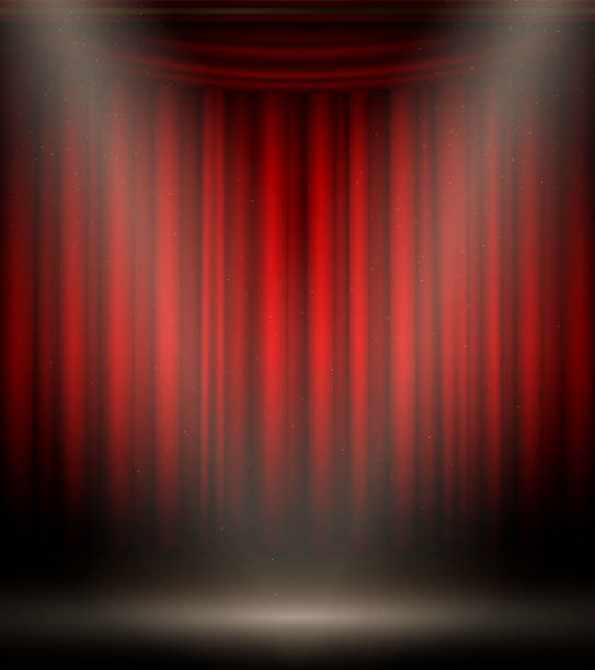 Empty Stage On Red Black Background Show Decoration Stock Illustration -  Download Image Now - iStock