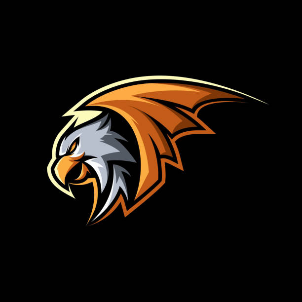 eagle hawk ptak maskotka ilustracja - phoenix tattoo bird wing stock illustrations