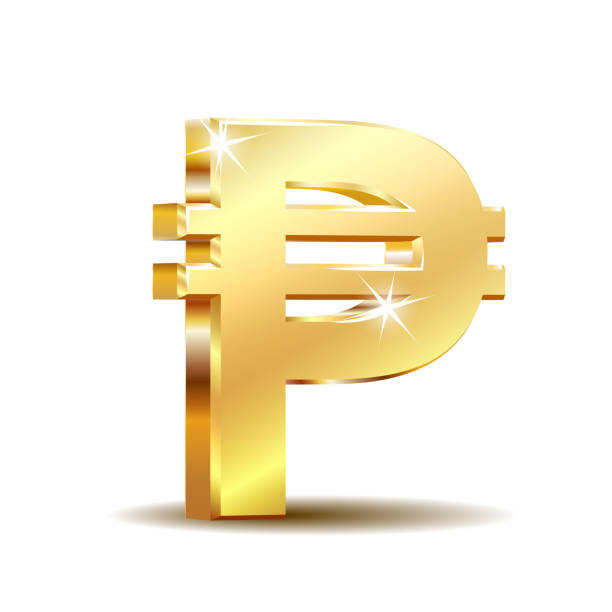 Philippine peso currency symbol, golden money sign Philippine peso currency symbol, golden money sign, vector illustration on white background philippines currency stock illustrations