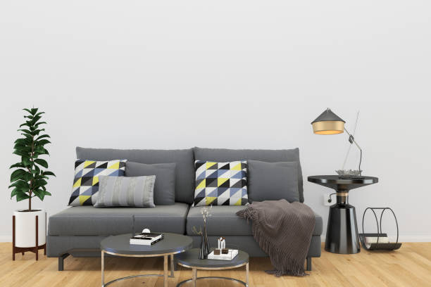 istock Scandinavian Living Room Interior With sofa,3D Render,Background Mock up Concept Design 1249222206