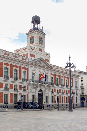 Madrid, Spain; 06/07/2020: Main facade of the \
