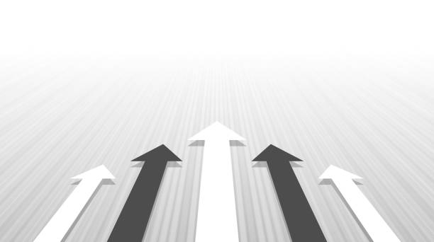istock Abstract rising up arrows on strip black and white color background 1249228106