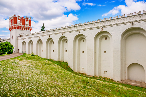 The wall of the historic Novodevichy Convent in Moscow Russia, a UNESCO World Heritage Site.