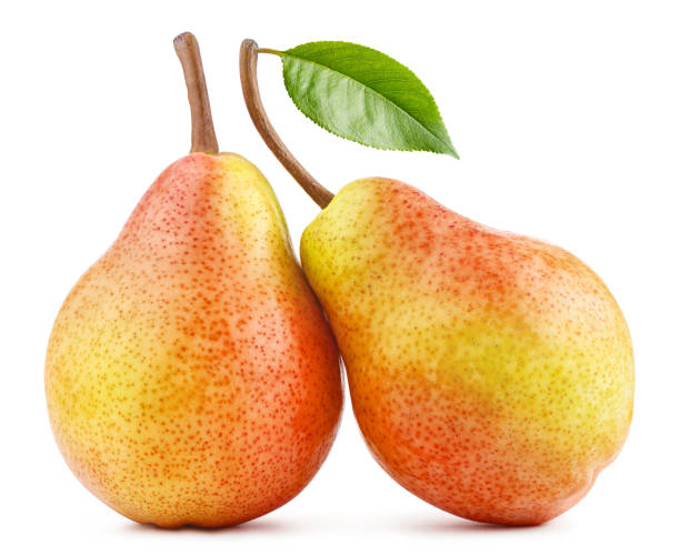 istock Pair of juicy pears on white 1249230851