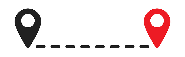 Two Line Path Vector Path Point In Line Style Vector Flat Map Way Concept Stock Illustration ...