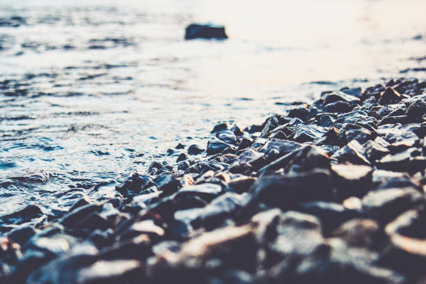 istock Plenty of wet pebble stones by a seashore 1249238155