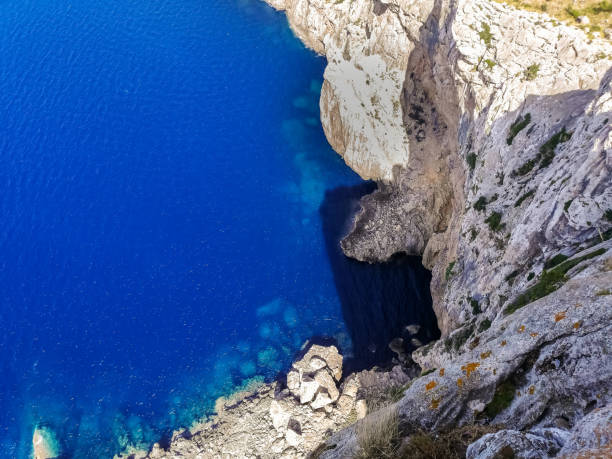 Beautiful landscape from Cape Formentor in Mallorca, Balearic Island, Spain. Deep blue sea and high cliffs.