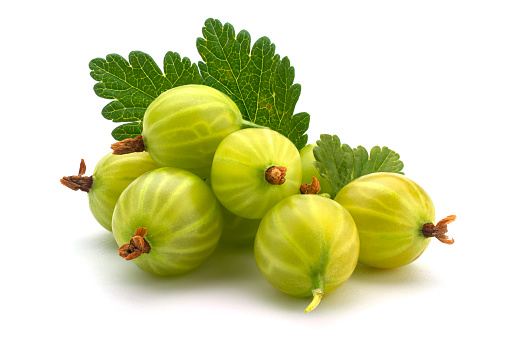 Gooseberry berries close-up on a white background.