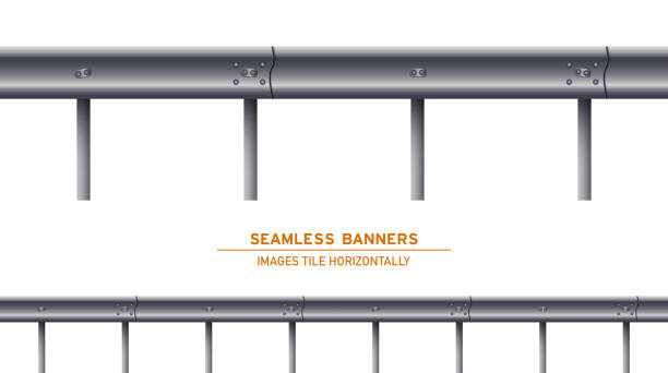 dachówka osłona szyny banner ustawiony na białym - crash barrier obrazy stock illustrations