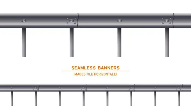 Vector illustration of Tileable guard rail banner set on white