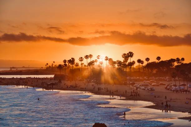 Newport Beach sunset sunset view at beach newport beach california stock pictures, royalty-free photos & images