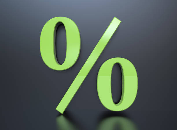 istock Percentage sign on black wall background, banner, copy space. 1249251963