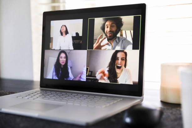 istock Young adult friends laughing during video chat 1249260027
