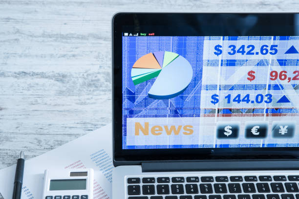 istock Stock market calculations and trading with a Laptop PC 1249264995
