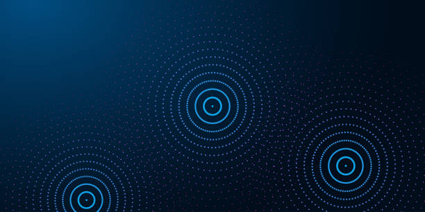 Futuristic abstract banner with abstract water rings, ripples on dark blue background. Futuristic abstract banner with abstract water rings, ripples on dark blue background. Modern design vector illustration. science texture stock illustrations