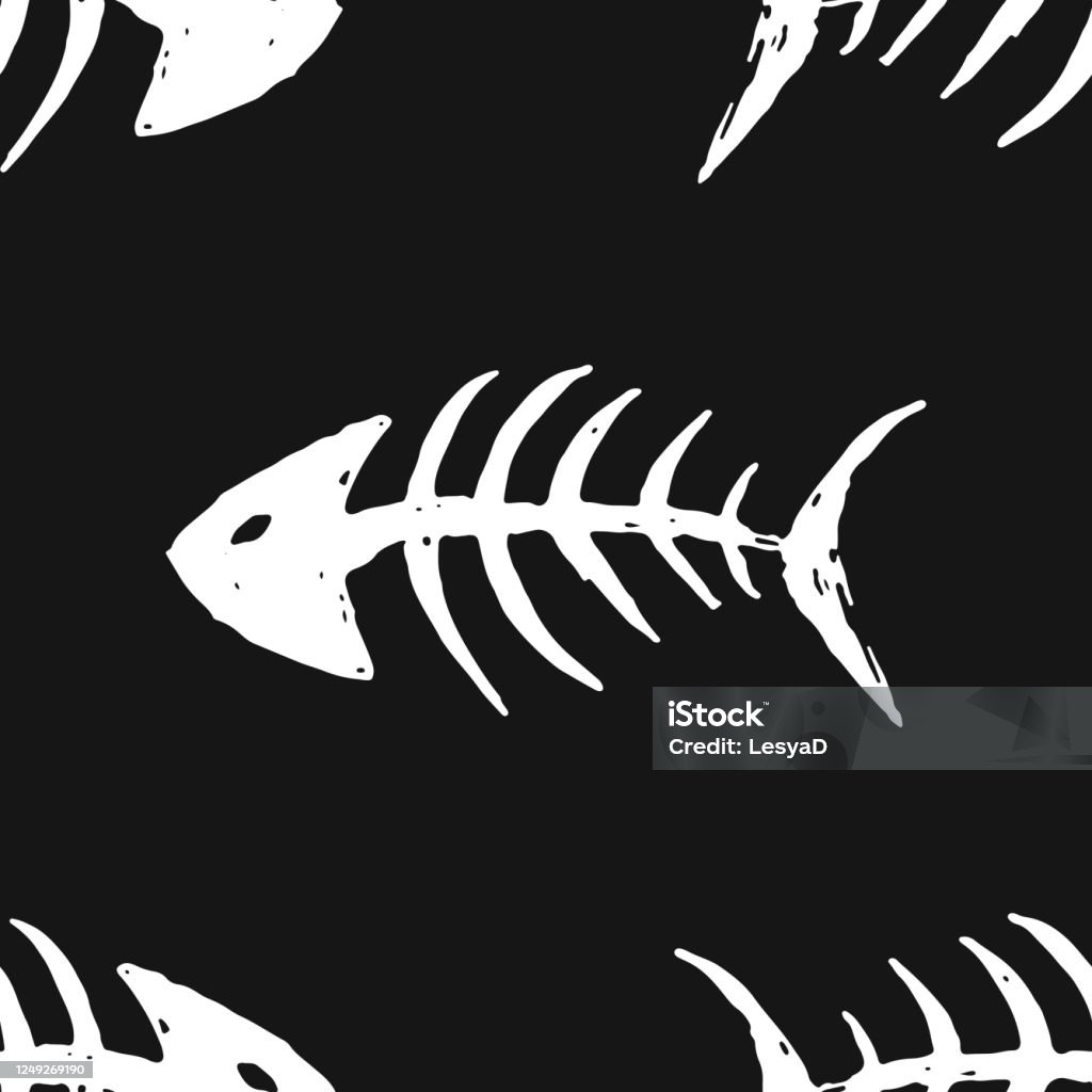 Xương Cá Mô Hình Liền Mạch Doodle Bộ Xương Cá Hình Minh Họa Vector ...