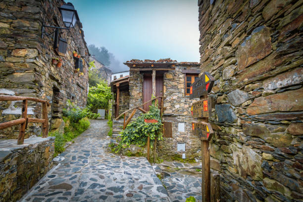 Cerdeira Schist Village in Portugal Schist Village (Aldeias do Xisto) of the Serra da Lousã, in the center of Portugal, where the houses are restored and well preserved for tourists schist stock pictures, royalty-free photos & images