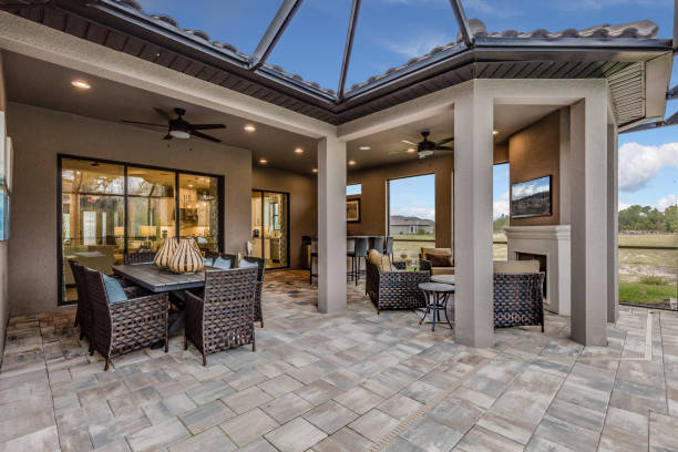 istock Back patio of showcase home 1249280680