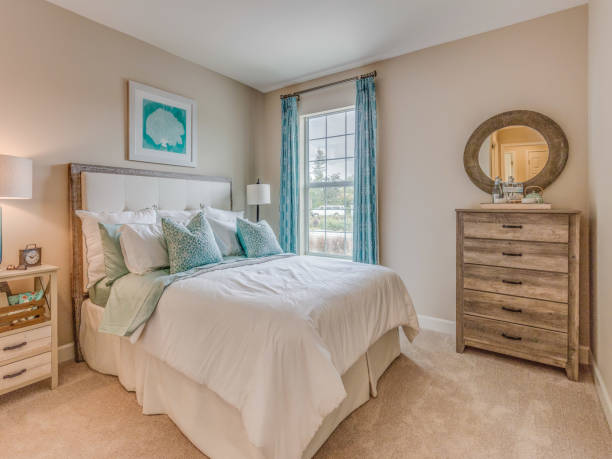 istock Bedroom with turquoise accents 1249280771