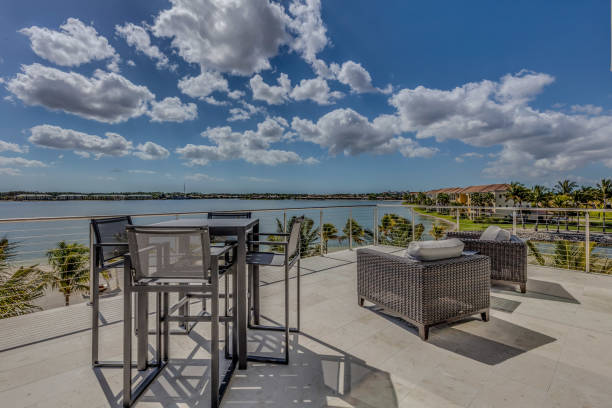 istock Back deck of coastal showcase home 1249282823