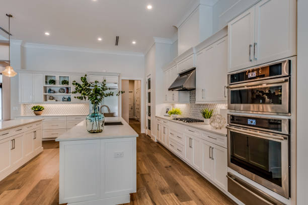 istock Kitchen with double islands and cutting board countertop 1249284693