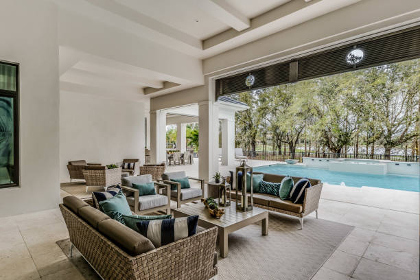 istock Huge covered back patio set up for entertaining 1249284694