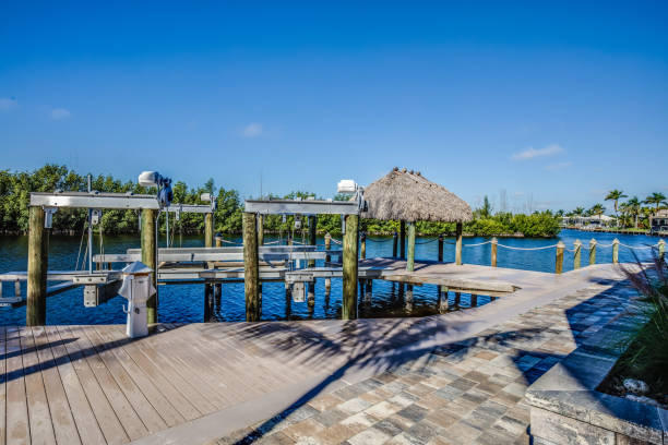 istock Walkway and dock on canal in Cape Coral 1249289911