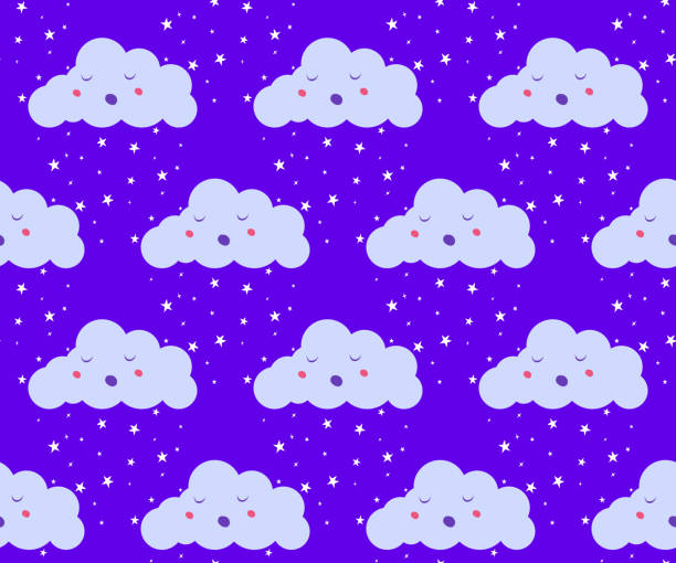 ilustraciones, imágenes clip art, dibujos animados e iconos de stock de emoji nube estrella lluvia nieve sin costura patrón vector - seamless pattern meteorology snowflake