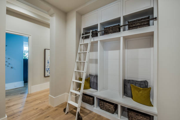istock Mudroom with built in shelves and cubbies 1249292317