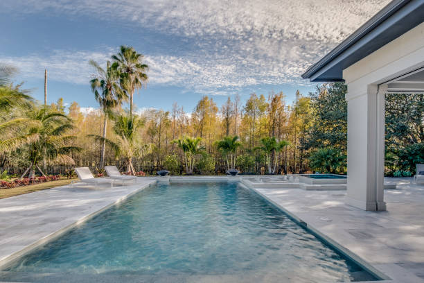 istock Poolside of Florida home 1249292337