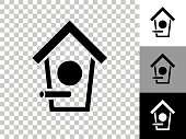 istock Bird House Icon on Checkerboard Transparent Background 1249300929