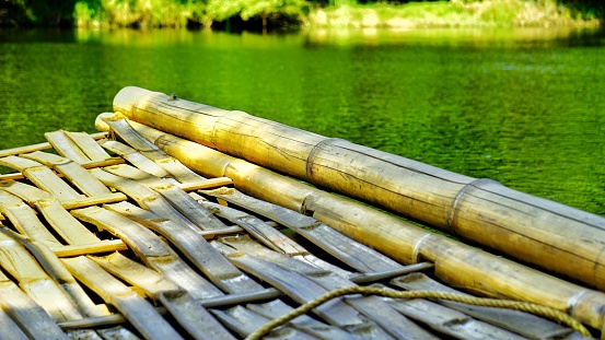 Close up shot of bamboo boat at kuruwaisland