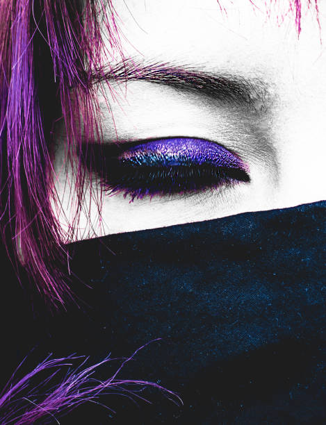Violet and purple make-up, firl face with colorful make-up