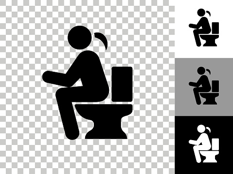Using the Toilet Icon on Checkerboard Transparent Background. This 100% royalty free vector illustration is featuring the icon on a checkerboard pattern transparent background. There are 3 additional color variations on the right..