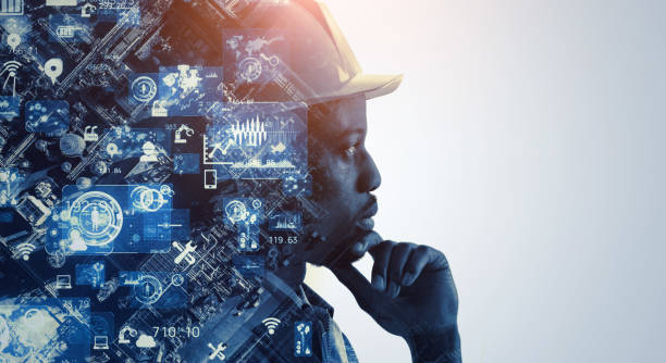 Industrial technology concept. Communication network. INDUSTRY 4.0. Factory automation.