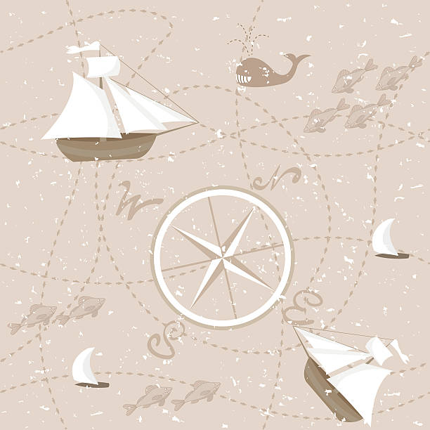 абстрактный карта - illustration and painting retro revival sailboat antique stock illustrations