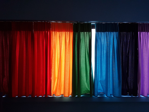 rainbow curtain on a window colors colorfull background