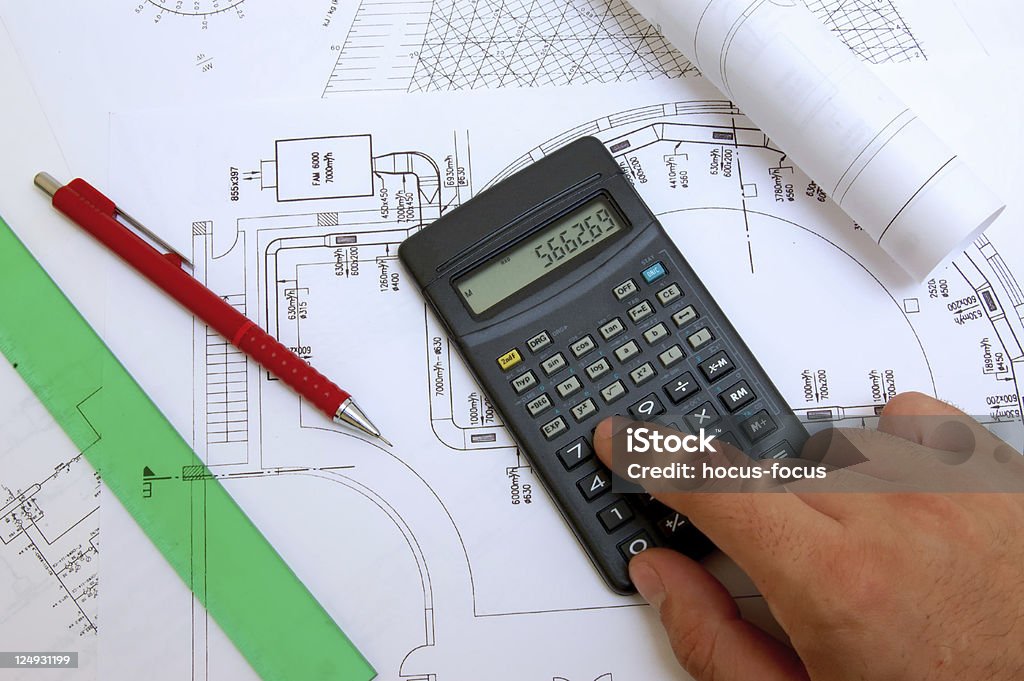 calculations engineer making hvac calculations and   Construction Industry Stock Photo