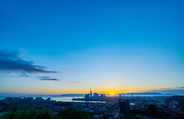 landscape of Fukuoka city in Japan