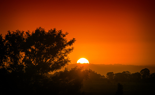 Sun coming up over the horizon