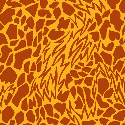 Abstract geometric seamless pattern. Abstract cut shapes with ragged edges. Stylized animal giraffe skin fur print texture. Fashion design for textile, fabric, backdrop or any surface.