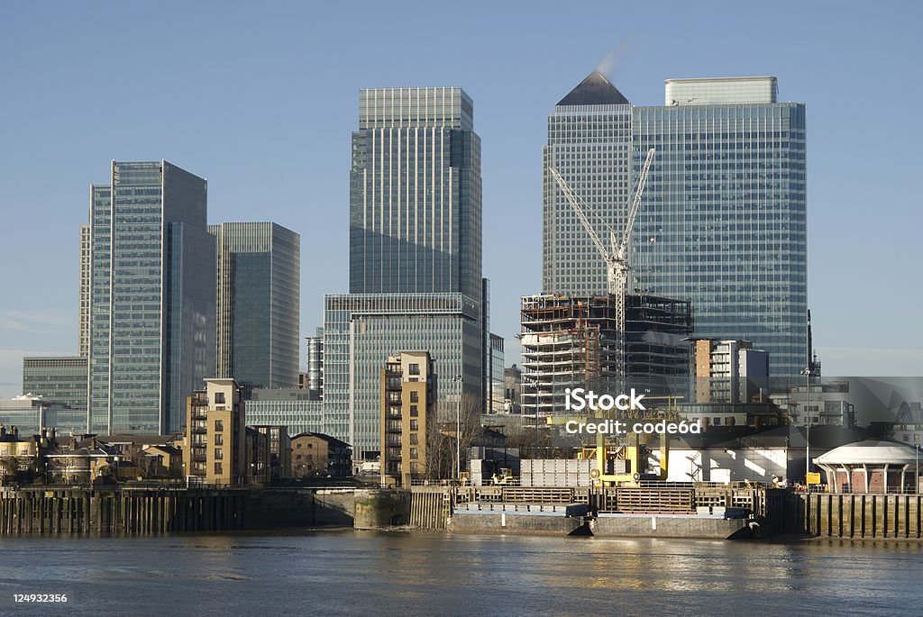Кэнэри-Уорф, Лондон, финансовый центр, Река Темза, Доклендс - Стоковые фото HSBC Towers роялти-фри
