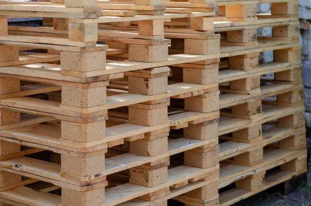 istock A stack of pallets for easy transportation and protection of various goods. 1249325111