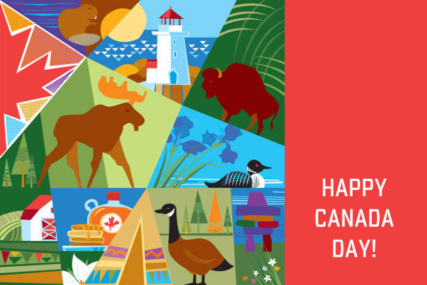 해피 캐나다의 날! - canada day 이미지 stock illustrations